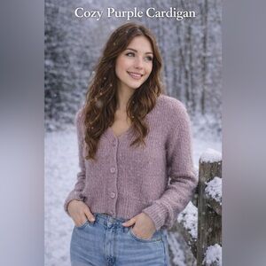 Dusty Purple Knit Cardigan